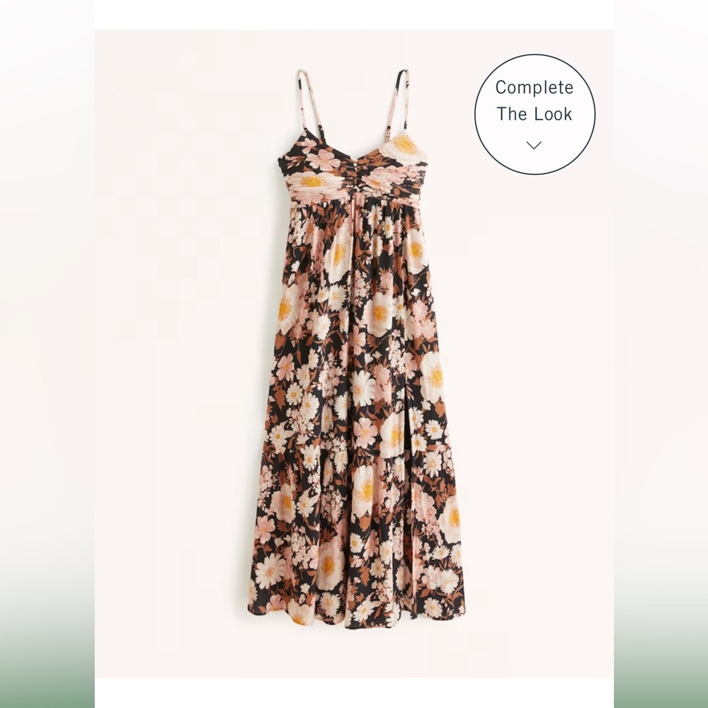 Abercrombie and fitch Crinkle Textured Ruched Maxi Dress